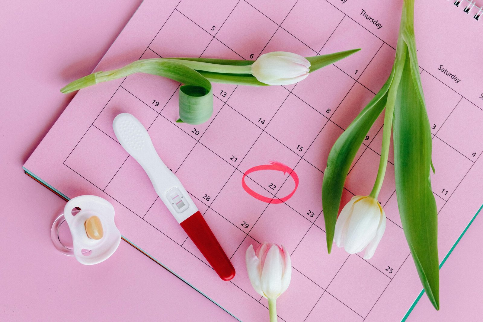 A woman looking at a calendar while learning about her ovulation cycle.